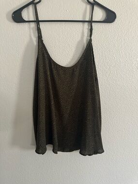 Sleeveless Leopard Print Cami Tank Top - Olive/Black